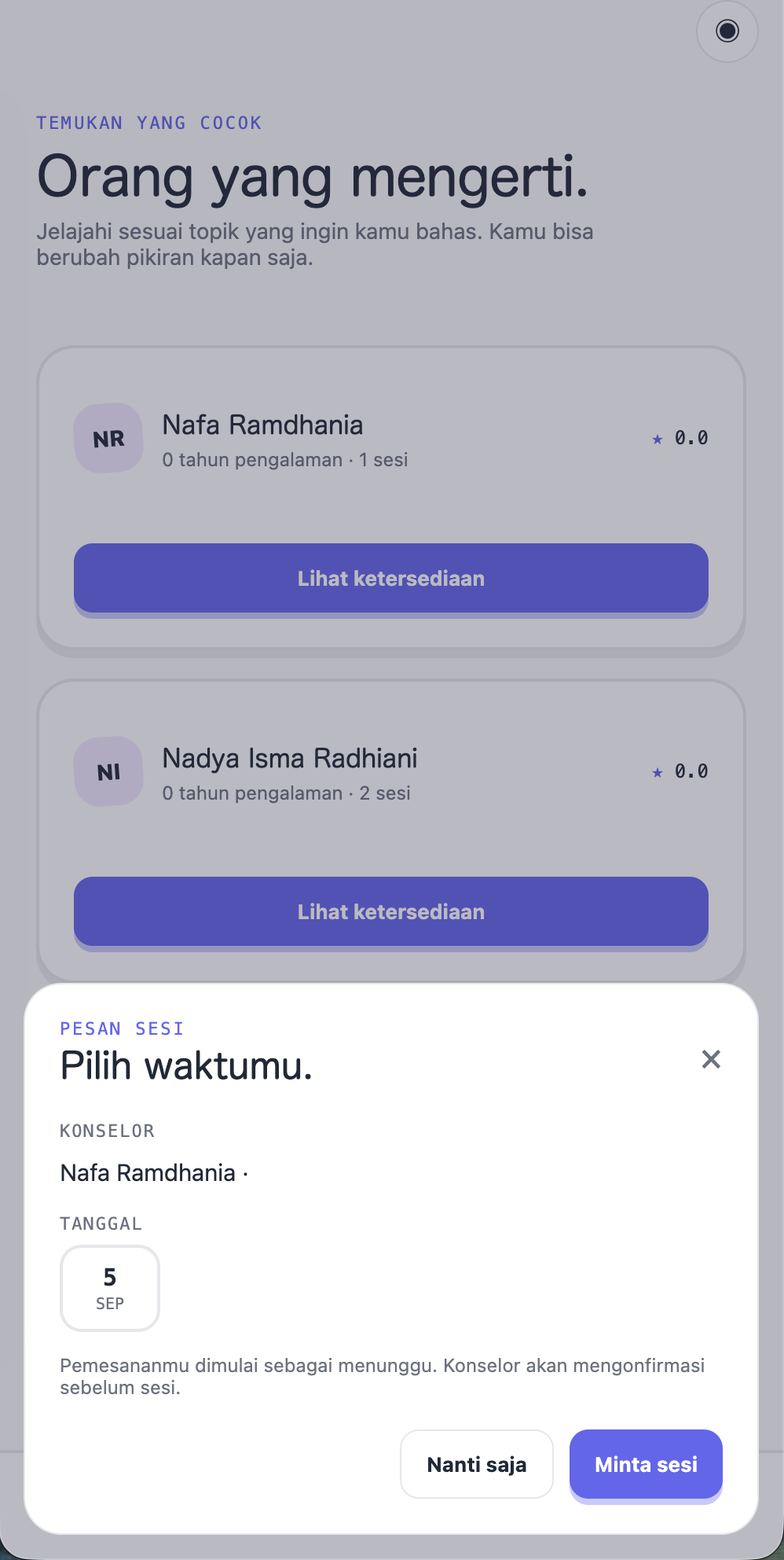 Pemilihan tanggal