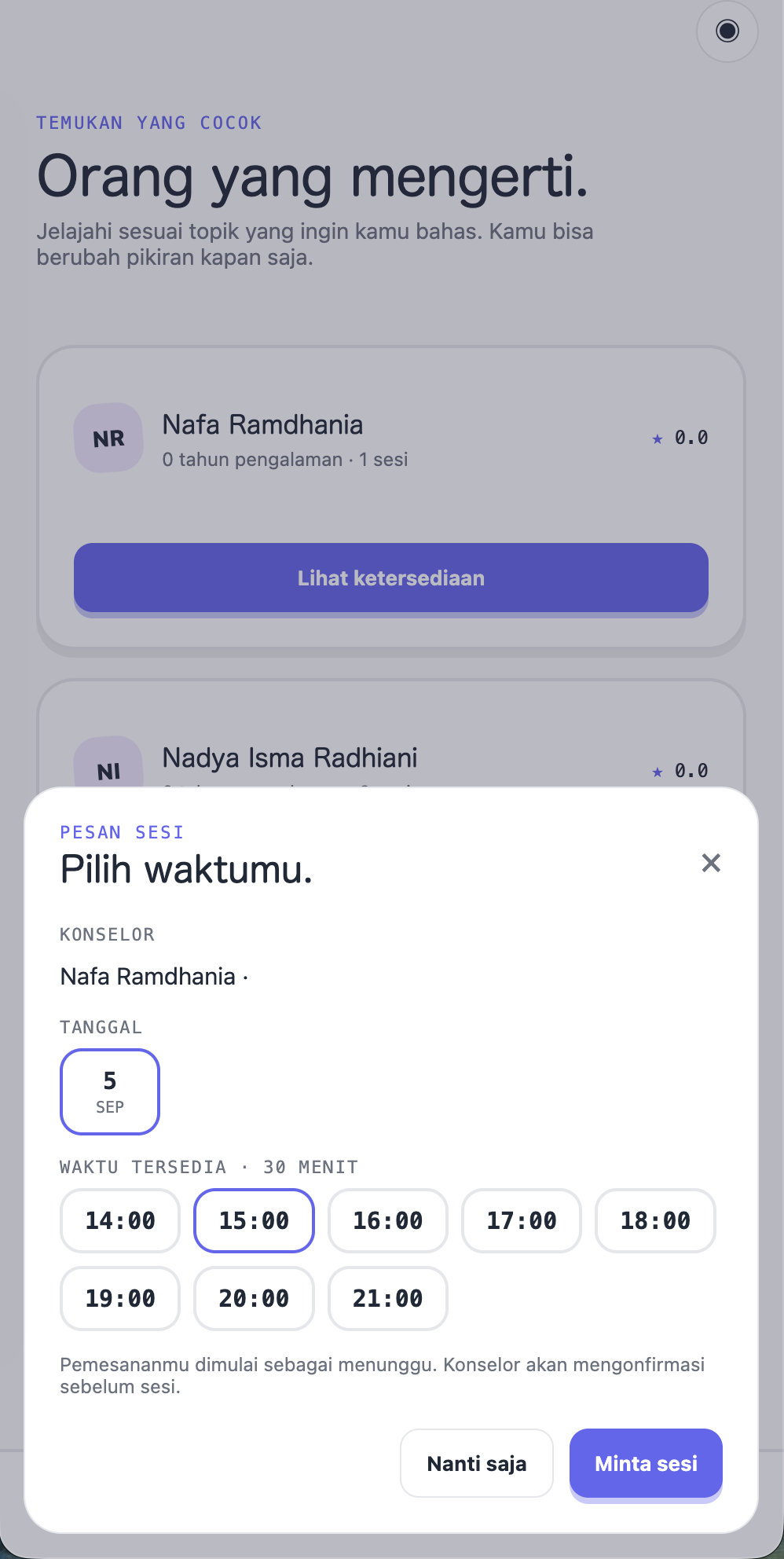 Pemilihan waktu